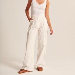 A&F Tailored Linen-Blend Wide Leg Pants